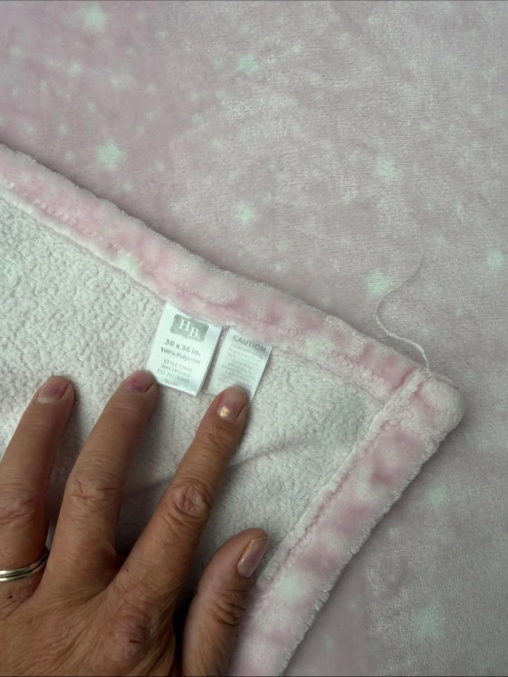 HB Hudson Baby White Stars Pink Baby Blanket